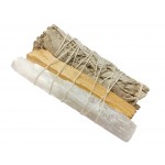 White Sage With Palo Santo & Selnite Wand 4" Smudge - 2 Pcs